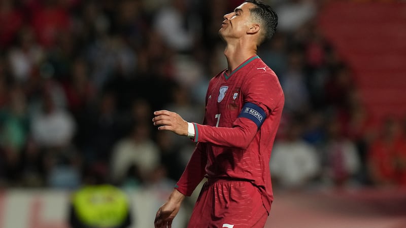 El atacante portugués Cristiano Ronaldo durante el partido amistoso contra Nigeria, el...
