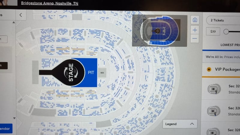 Unsold seats at a September Kacey Musgraves show in Nashville, TN as of 5/20/26.