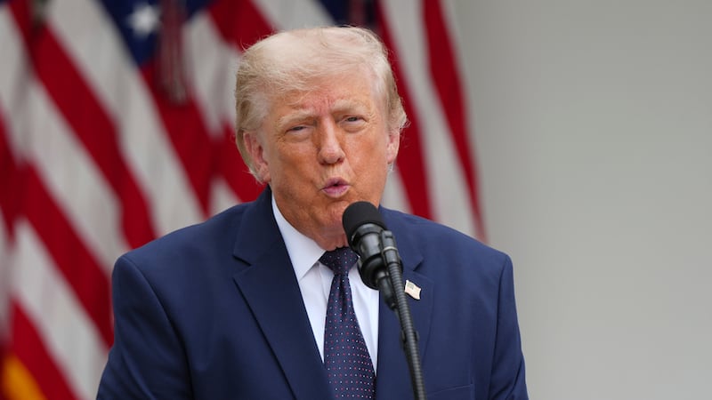 El presidente de Estados Unidos Donald Trump durante un almuerzo en La Rosaleda de la Casa...