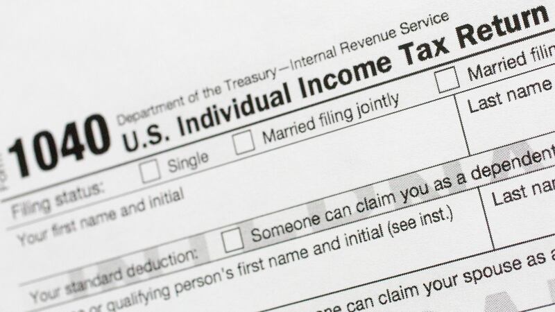 FILE - Part of a 1040 U.S. Individual Income Tax Return form is shown July 24, 2018, in New York.
