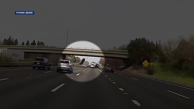 Carro cae de un puente sobre transitada interestatal