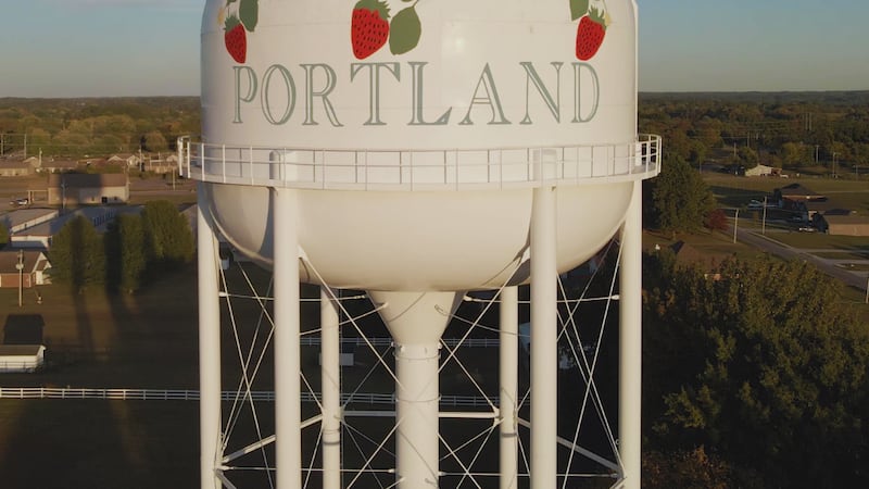 Water tower in Portland, Tennessee.