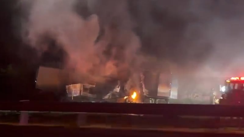 A semi hauling chicken caught fire in Millersville, Tennessee.