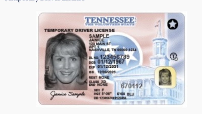 Licencia de conducir temporal para Tennessee