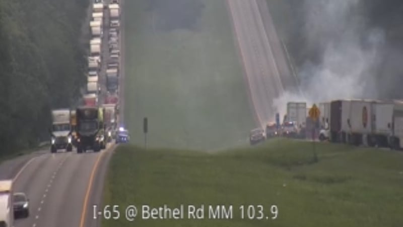 A vehicle fire shut down I-65 North in Robertson County.